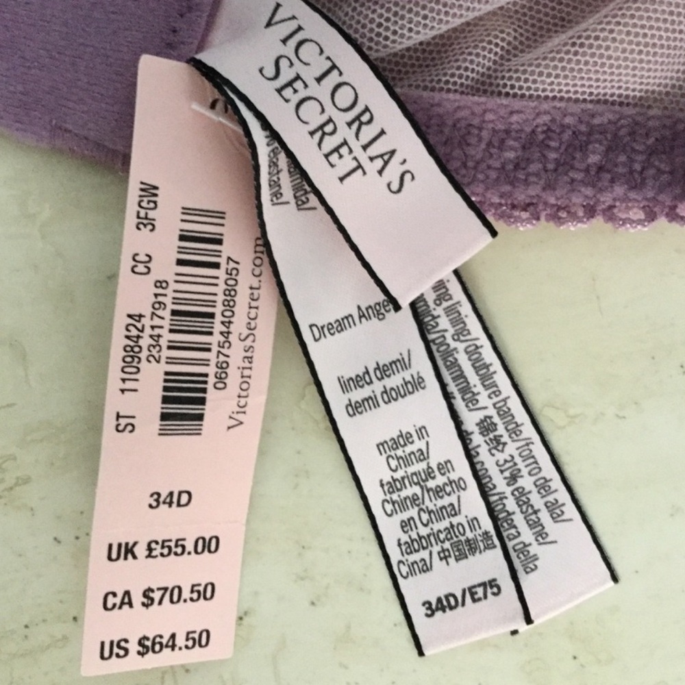 Victoria’s Secret Dream Angels Bra Lined Demi High Neck Lace Purple Size 34D - Picture 5 of 5